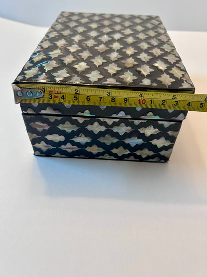 Litton Lane Rectangle Mother of Pearl Box with Hinged Lid