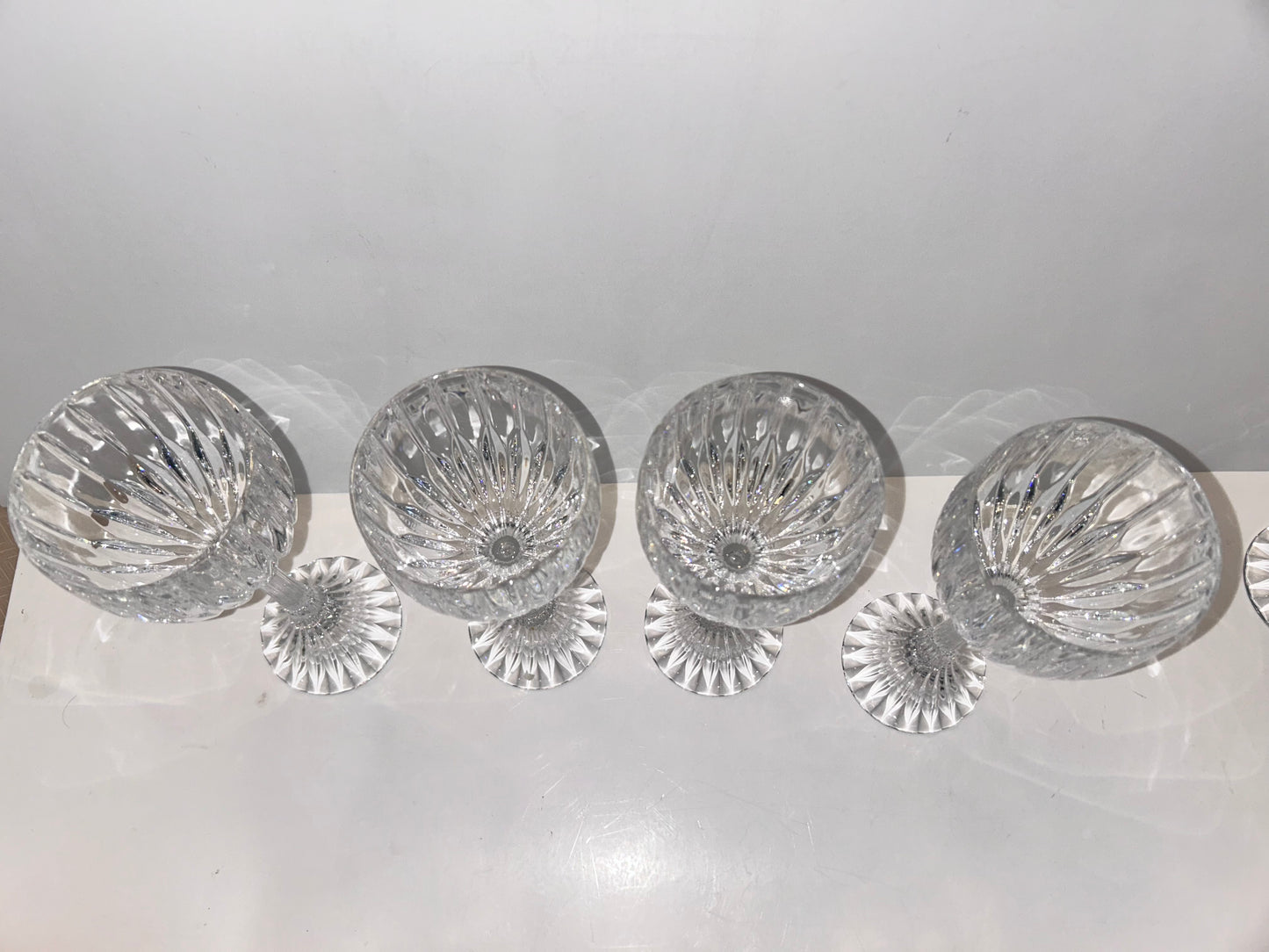 Set of 4 | Mikasa Park Lane Crystal Hock Wine Glasses | 8 1/4" Tall | Vertical Cut Design