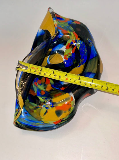 Romanian Ian Nemtoi Hand Blown Art Glass Vessel Bowl Vase Sculpture
