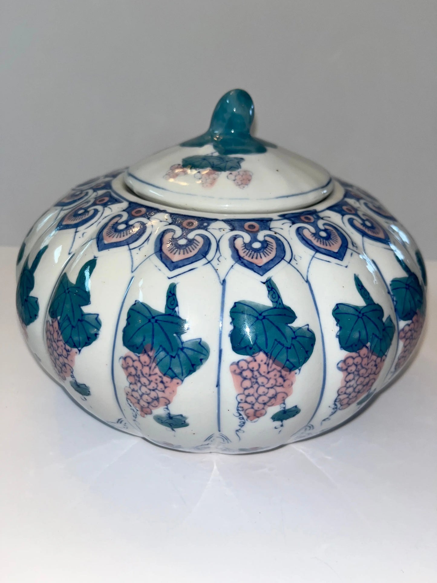 Chinese Large Ceramic Pumpkin Hand Painted Shaped Jar - Finest Antique