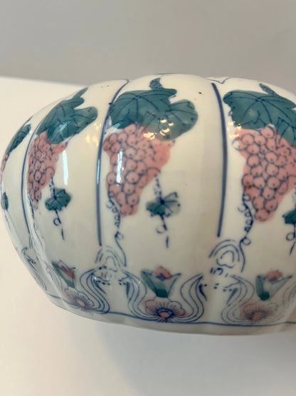 Chinese Large Ceramic Pumpkin Hand Painted Shaped Jar - Finest Antique