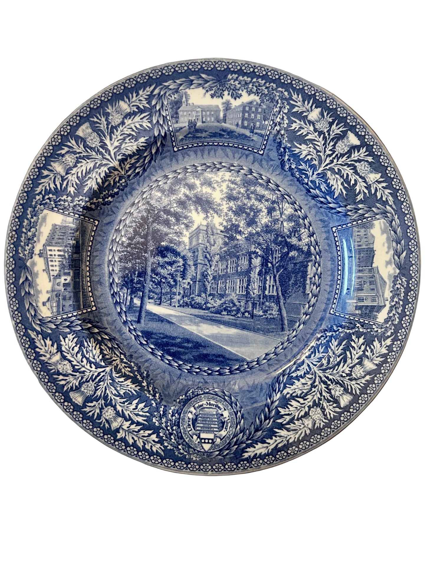 12pc Set Vintage 1929 Wedgwood England University of Pennsylvania Transferware Blue Plates