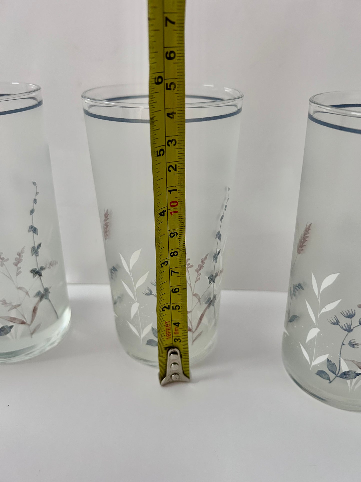 Set of 6 Woodstock by Noritake Japan Floral Frosted Tumblers.
