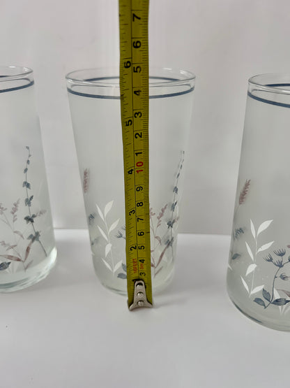 Set of 6 Woodstock by Noritake Japan Floral Frosted Tumblers.