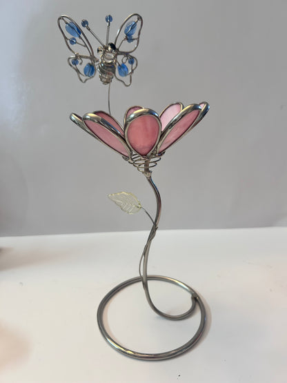 Vintage Two-piece Handcrafted Stained Glass Figurine Set