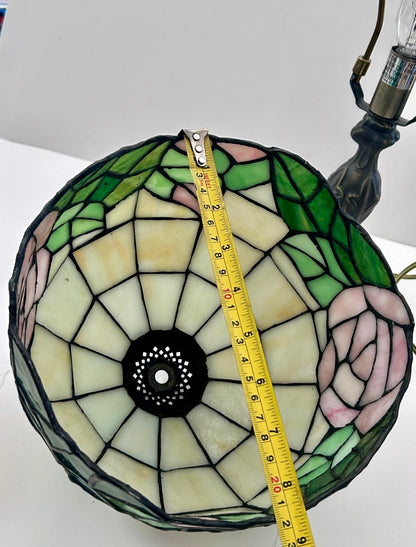 Tiffany-Style Stained Glass Rose Table Lamp (15")