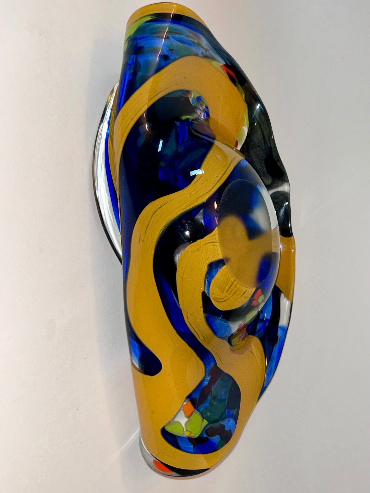 Romanian Ian Nemtoi Hand Blown Art Glass Vessel Bowl Vase Sculpture