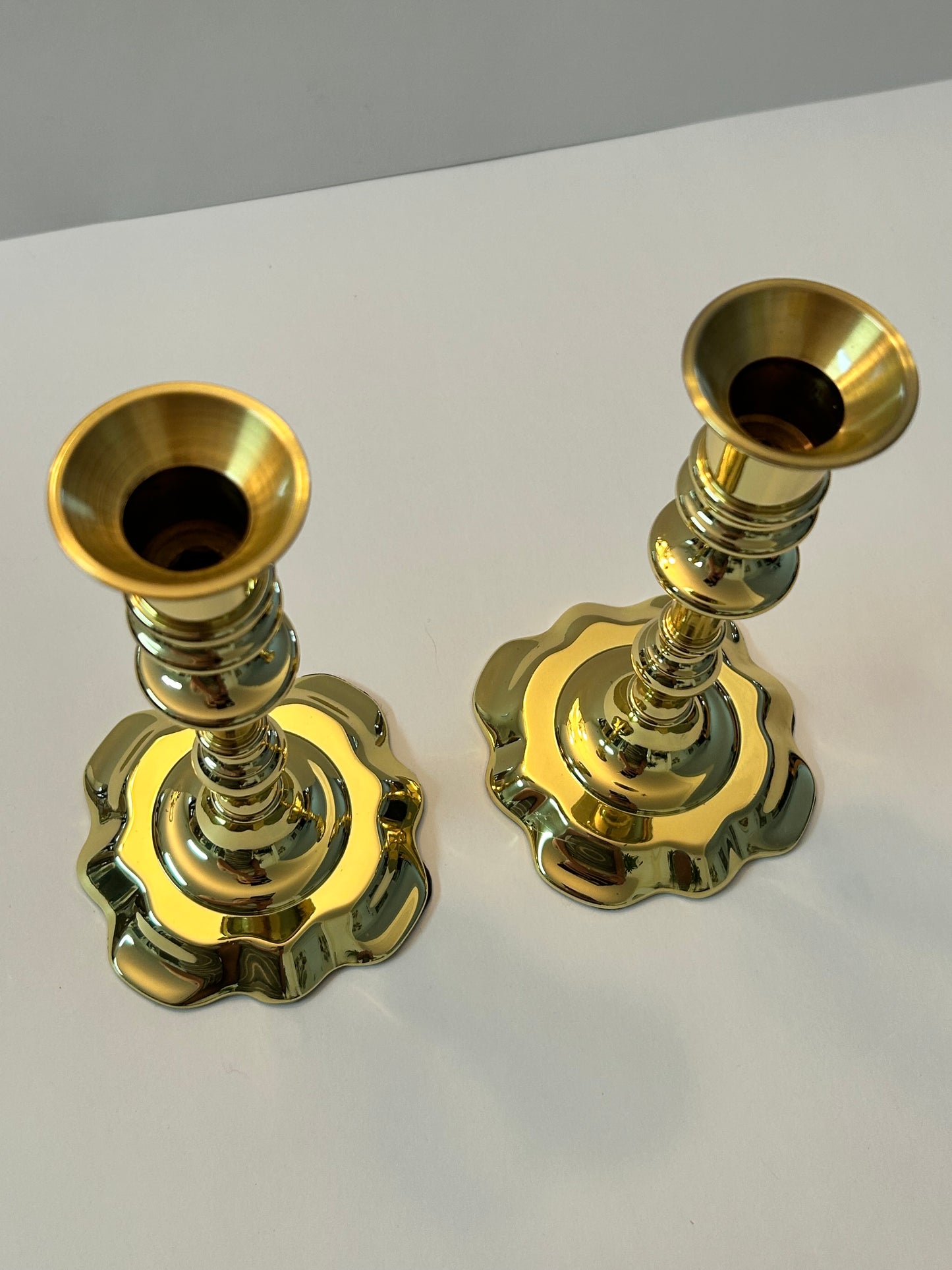 Baldwin Historic Deerfield Collection Solid Brass Queen Anne Style Candlestick Holders