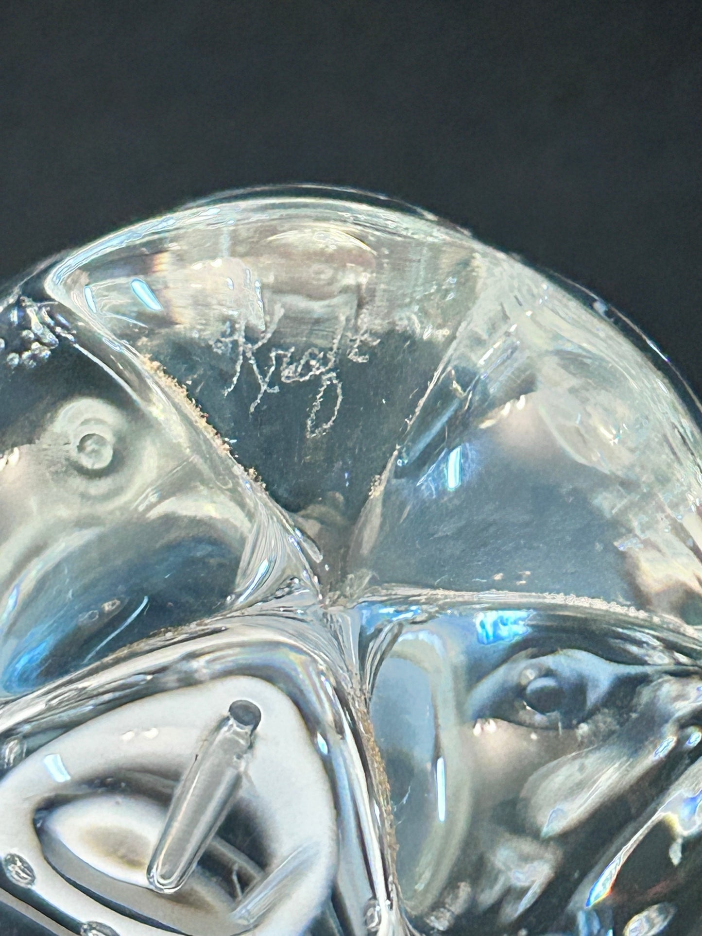 Signed Carl Kraft Art Glass Apple Paperweight & 1976 Hallmark Lead Crystal Set (3pc)