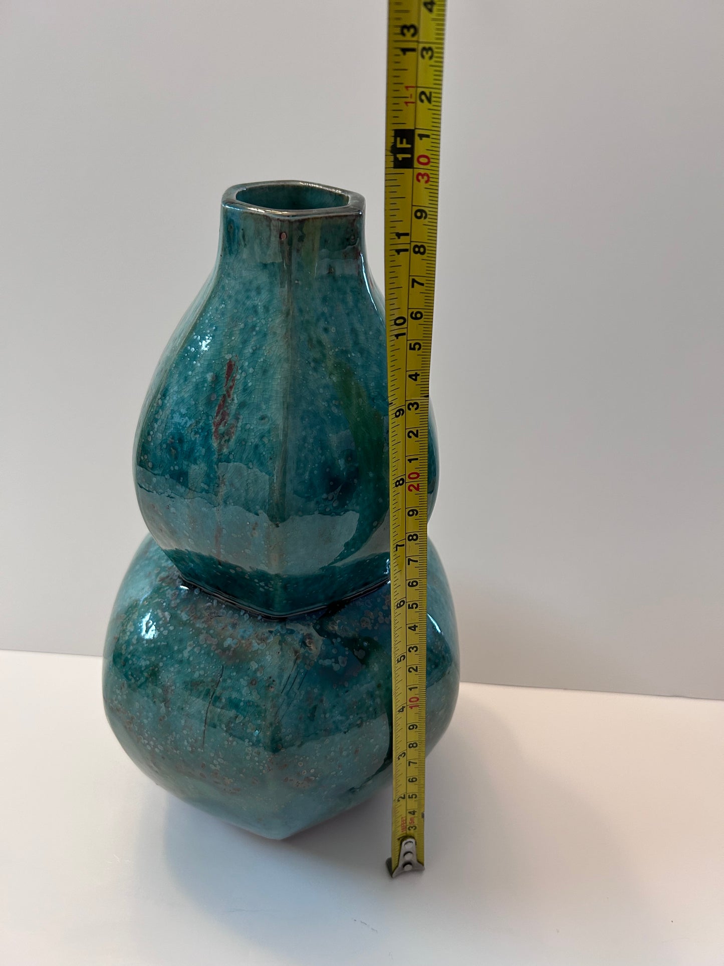 Frontgate Speckled Green Gourd Ceramic Vase