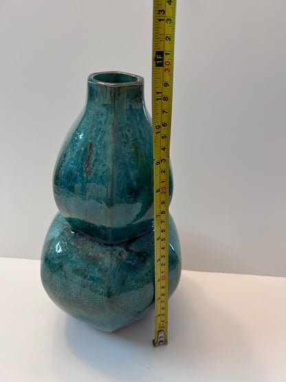Frontgate Speckled Green Gourd Ceramic Vase