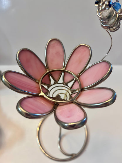 Vintage Two-piece Handcrafted Stained Glass Figurine Set