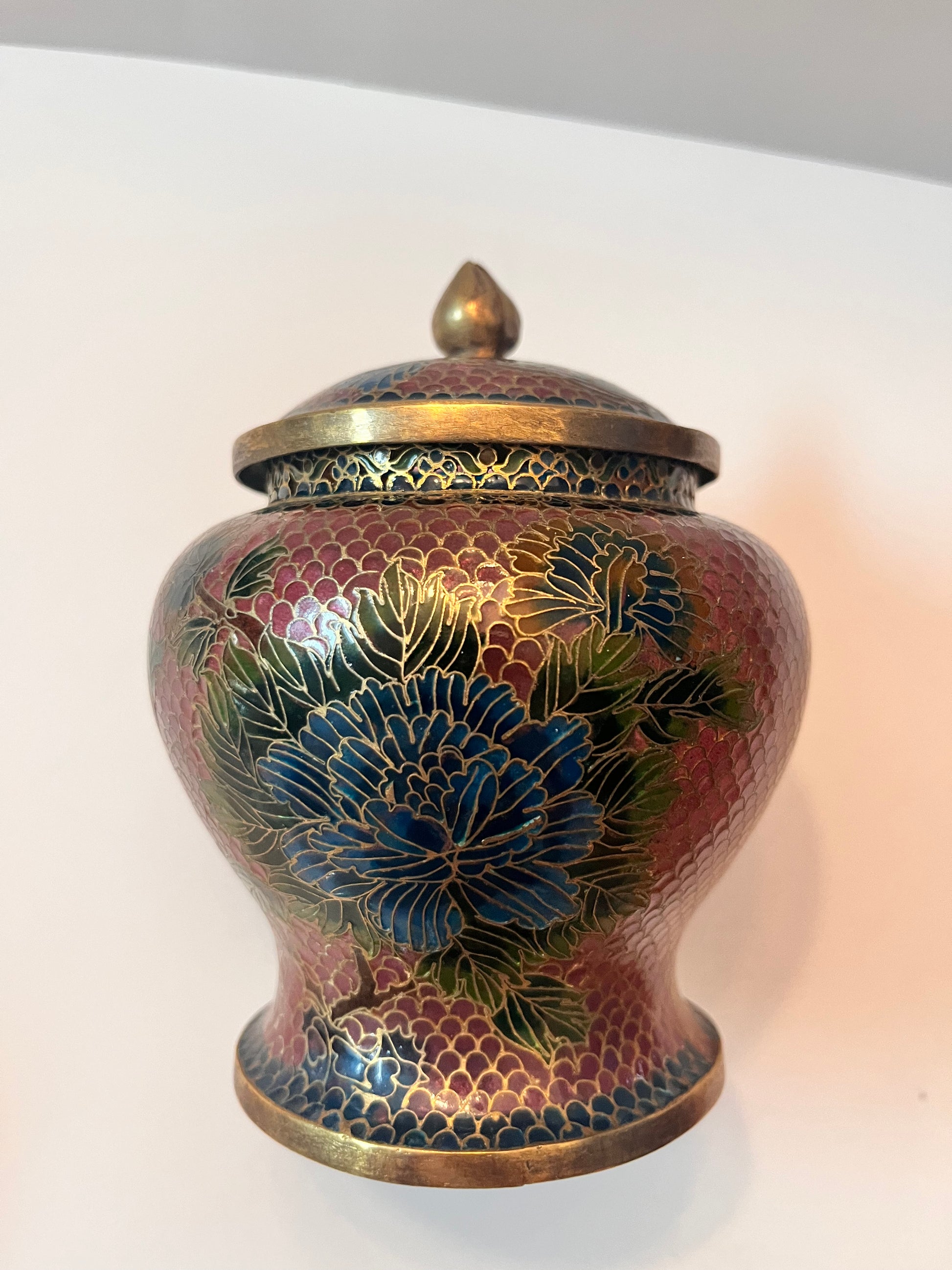 Vintage Chinese "Plique a Jour” Cloisonné Enamel Jar with Floral Design