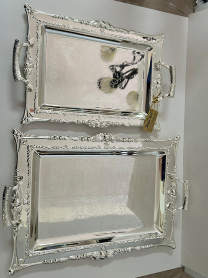 Unique Touch Edelglanz Premium Silver Plated Serving Trays (Set of 2)