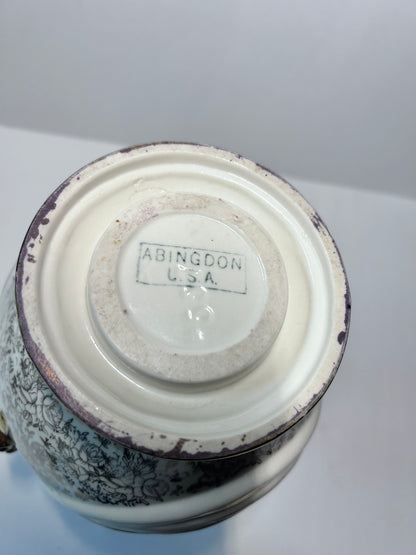 Vintage Abingdon Pottery USA Gold & Powder Blue Urn Vase - Fragonard Courting Couple
(#563)