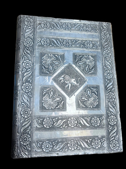 Vintage 4-Piece Handcrafted Embossed Silver Vanity & Jewelry Box Set w/ Coasters