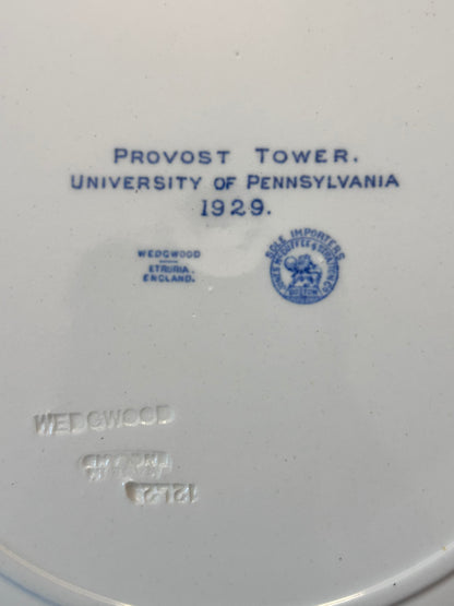 12pc Set Vintage 1929 Wedgwood England University of Pennsylvania Transferware Blue Plates