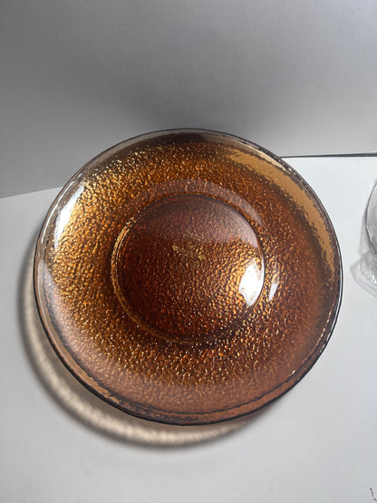 Vintage-Inspired Amber Glass Dinnerware Set (11 PCS): Pier 1 Textured Plates, Rosanna
'Parisian' Goblets & Ruffled Nesting Dishes