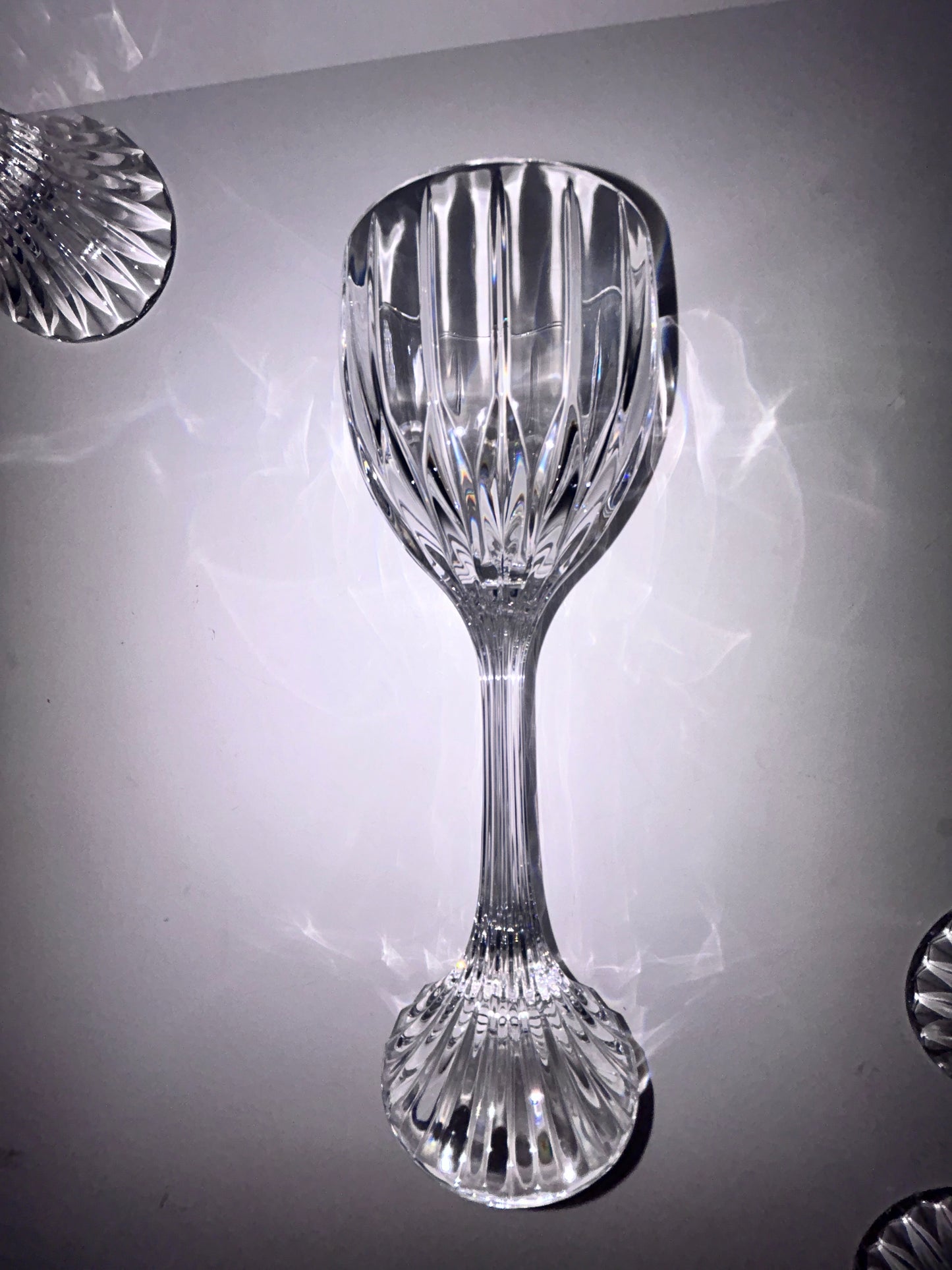 Set of 4 | Mikasa Park Lane Crystal Hock Wine Glasses | 8 1/4" Tall | Vertical Cut Design