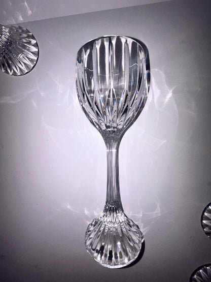 Set of 4 | Mikasa Park Lane Crystal Hock Wine Glasses | 8 1/4" Tall | Vertical Cut Design