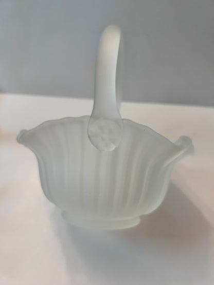Vintage EAPG SATIN FROSTED Glass LOT |Moon & Star Compote/Candy Dish, Tall Candle Holder, Basket | Milk Glass (Set of 4)