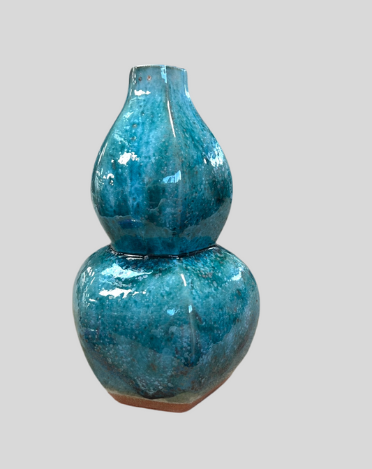 Frontgate Speckled Green Gourd Ceramic Vase