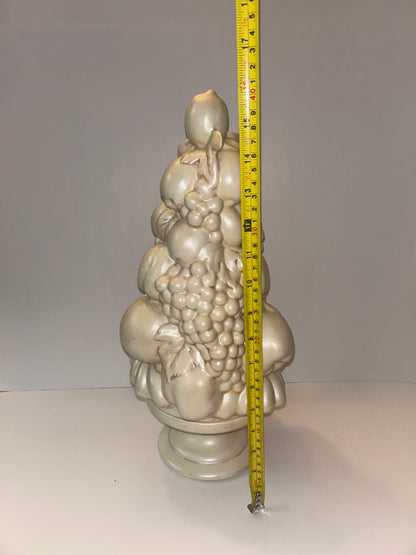 Vintage (16”) Fruit Topiary Centerpiece, White on Pedestal Base, 1964