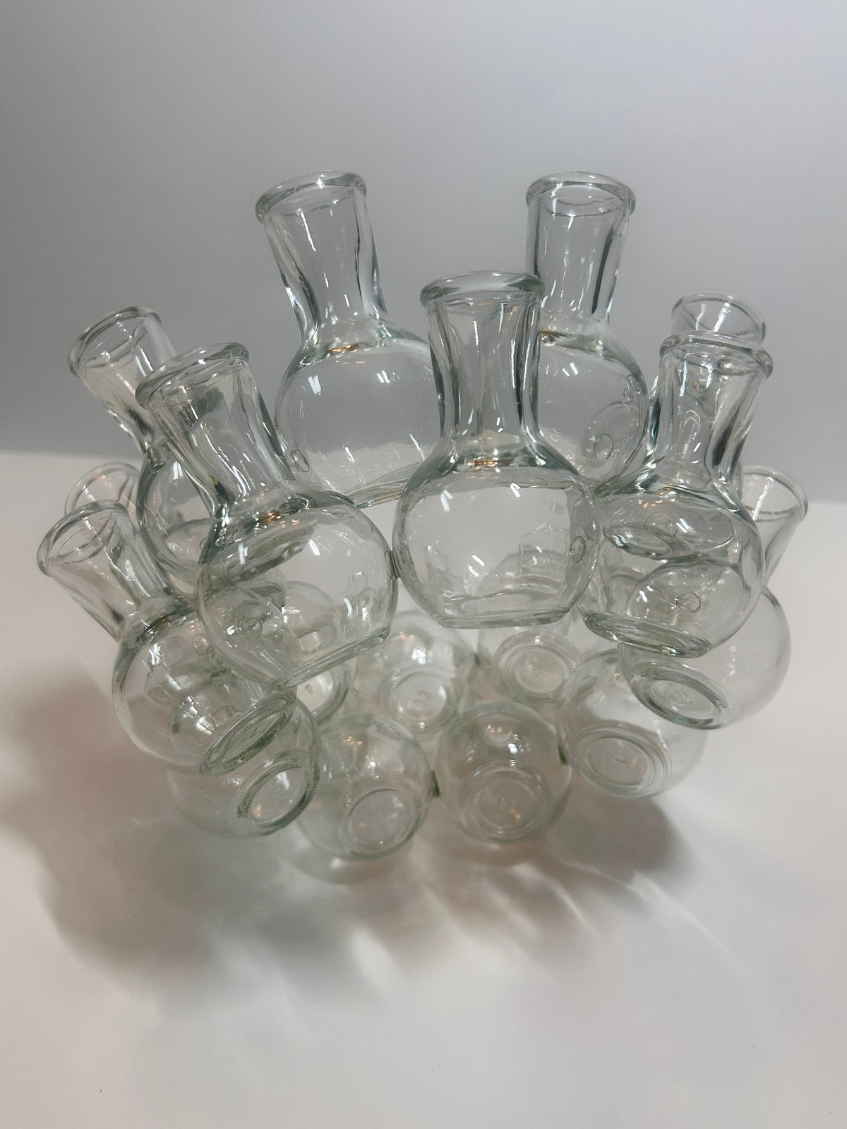 Vintage 2-Piece Tiered Clustered Glass Flower Frog & Propagation Station (25 Bud Vases / Vessels)
