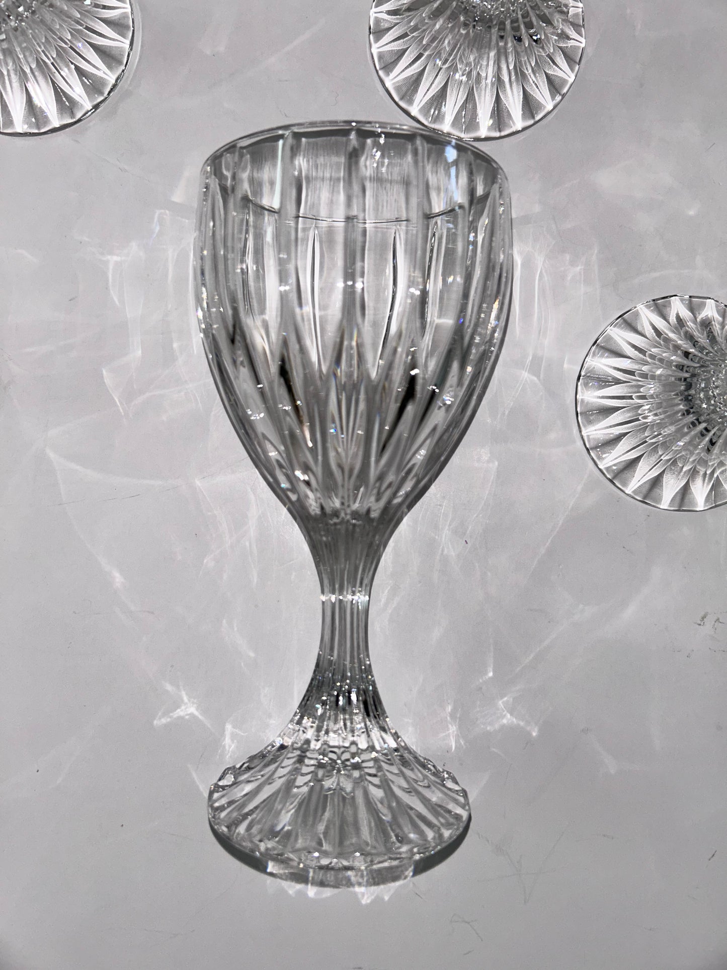 Set of 6 Mikasa Park Lane Crystal Goblets - Vintage Vertical Cut 6-3/4 in. Stemware