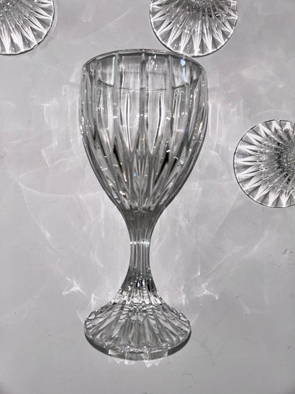 Set of 6 Mikasa Park Lane Crystal Goblets - Vintage Vertical Cut 6-3/4 in. Stemware