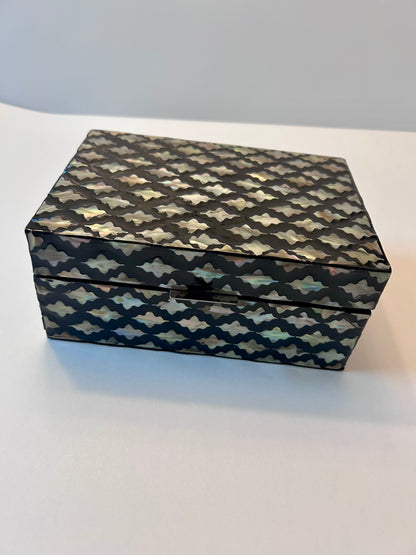 Litton Lane Rectangle Mother of Pearl Box with Hinged Lid