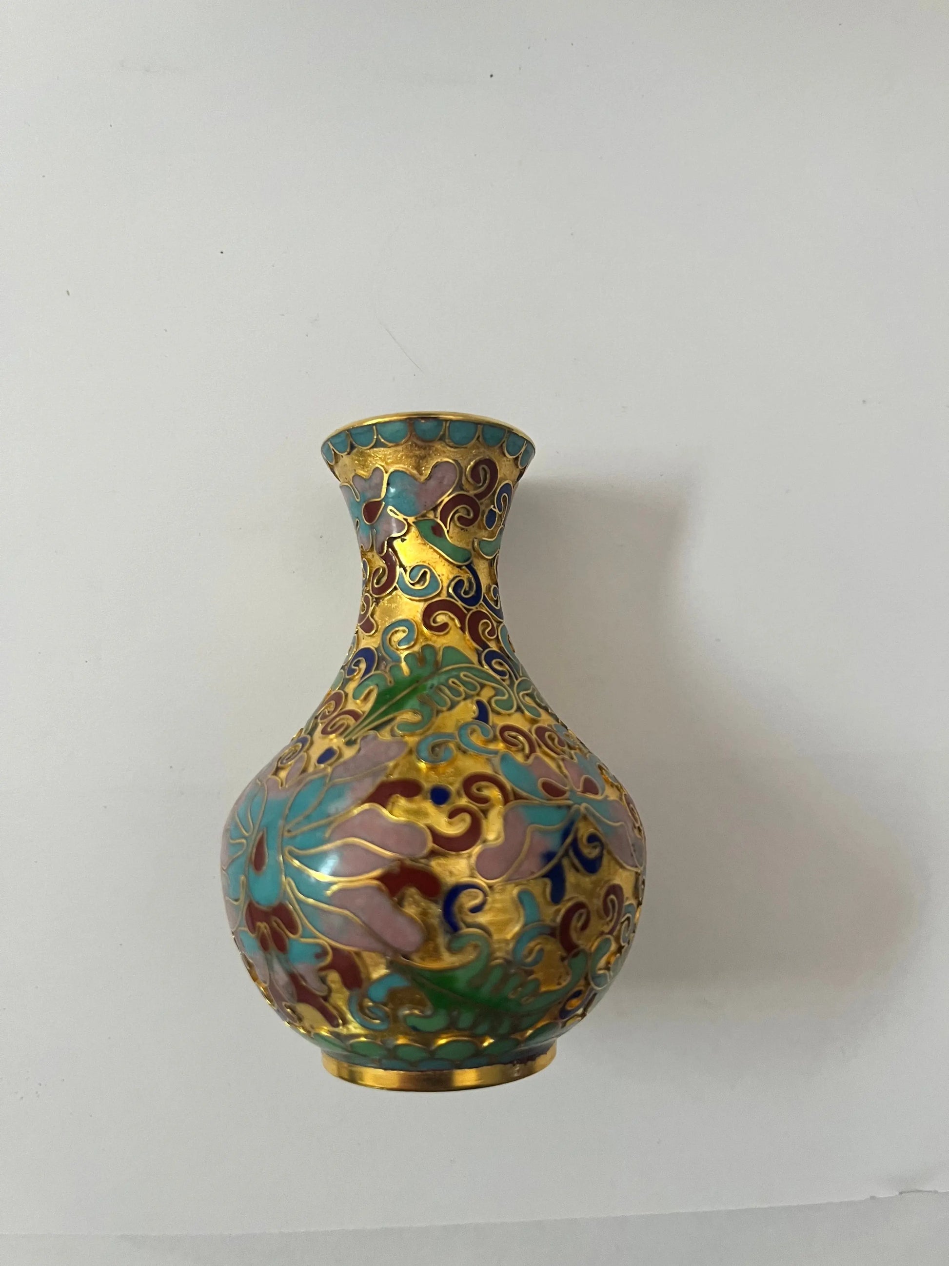 Vintage Chinese Cloisonné Vase 4 Set 