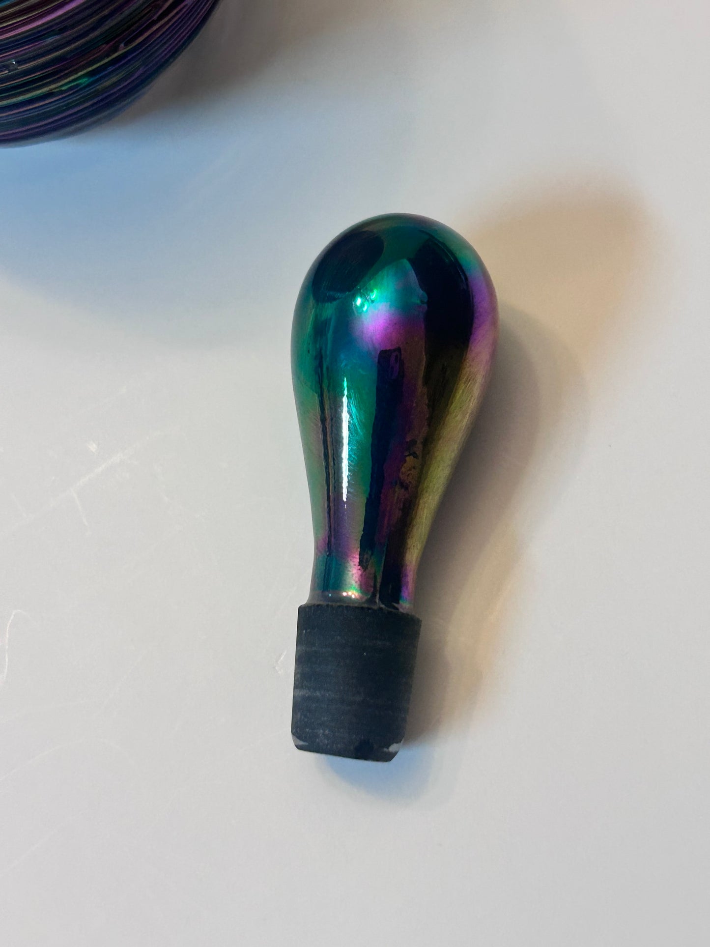 Michael Glass (5.5”) Hand-Blown Iridescent Art Glass Perfume Bottle – Purple/Green Trailing Wrap
