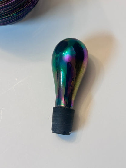Michael Glass (5.5”) Hand-Blown Iridescent Art Glass Perfume Bottle – Purple/Green Trailing Wrap