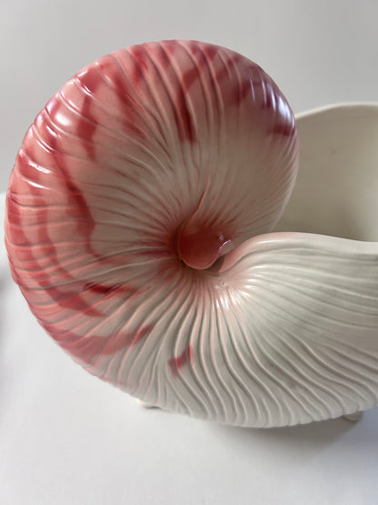 Vintage Fitz and Floyd Hollywood Regency Nautilus Shell Planter - Large- Pink