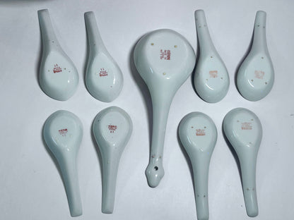 Vintage Chinese Jingdezhen Pink Mun Shou Porcelain Set - Wan Shou Wu Jiang (16 Pcs)