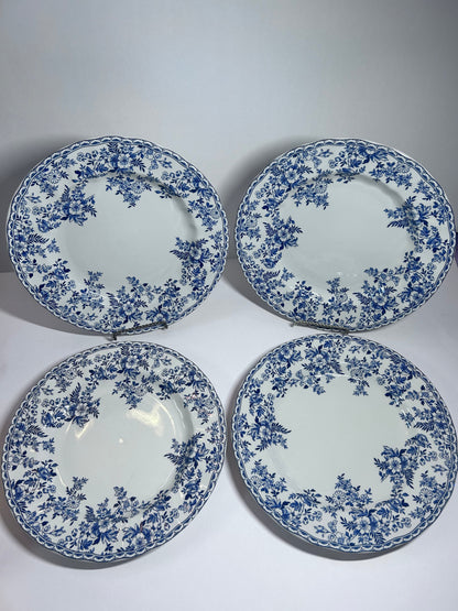 Johnson Brothers "Devon Cottage" 5-Piece Blue & White Set 4 Dinner Plates & 1 Serving Bowl