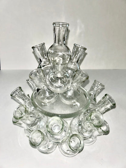 Vintage 2-Piece Tiered Clustered Glass Flower Frog & Propagation Station (25 Bud Vases / Vessels)