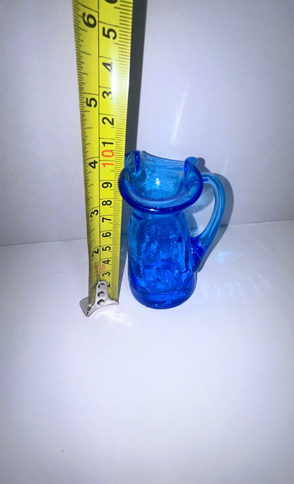 Vintage Kanawha Turquoise Blue Small (3”to 6”)Art Glass 5-Piece Mint Lot - Signed Decanter, Bluebird &
Glassware