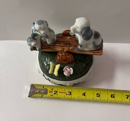 Exclusive See Saw Dogs Porcelain Music Box Figurine - Finest Antique