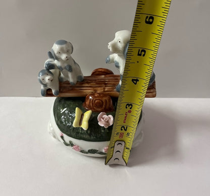 Exclusive See Saw Dogs Porcelain Music Box Figurine - Finest Antique