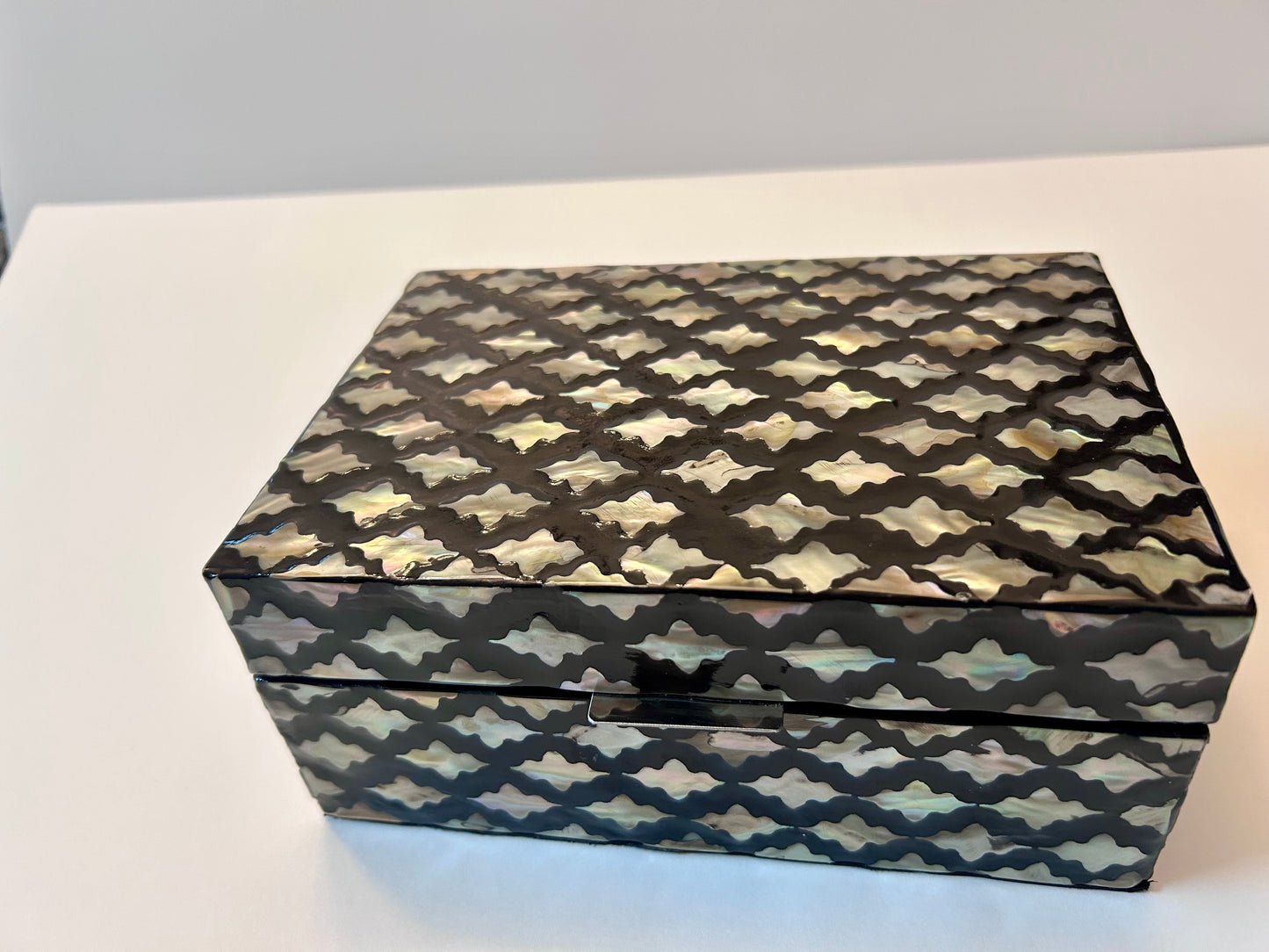 Litton Lane Rectangle Mother of Pearl Box with Hinged Lid