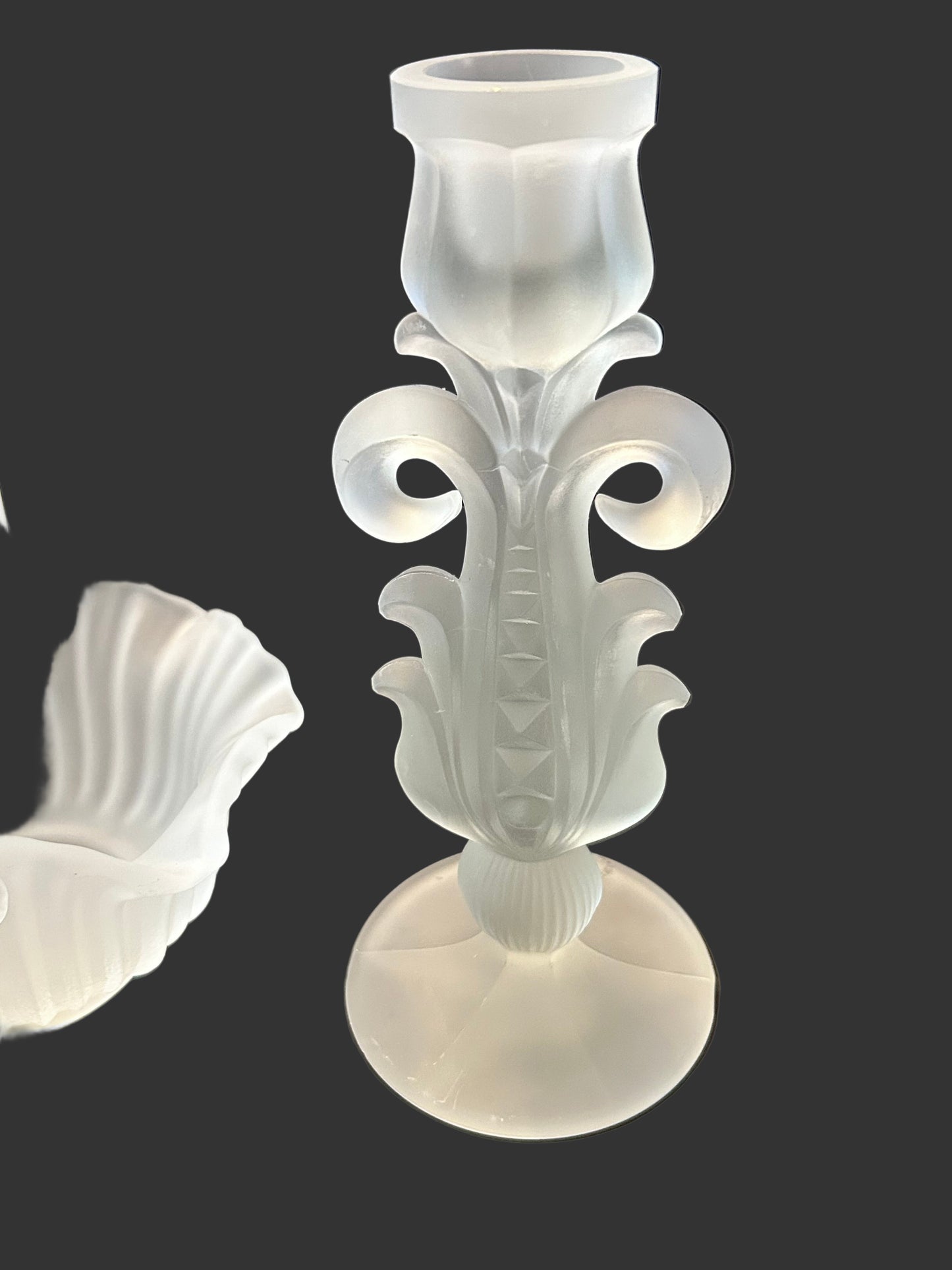 Vintage EAPG SATIN FROSTED Glass LOT |Moon & Star Compote/Candy Dish, Tall Candle Holder, Basket | Milk Glass (Set of 4)