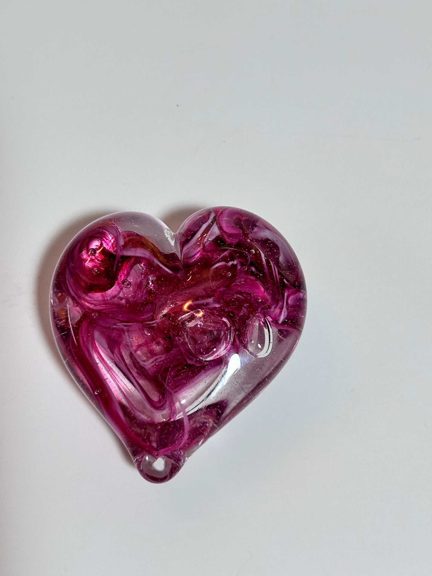 Vintage Signed Pink Swirl Glass HeartPaperweight & Floral Gem Votive