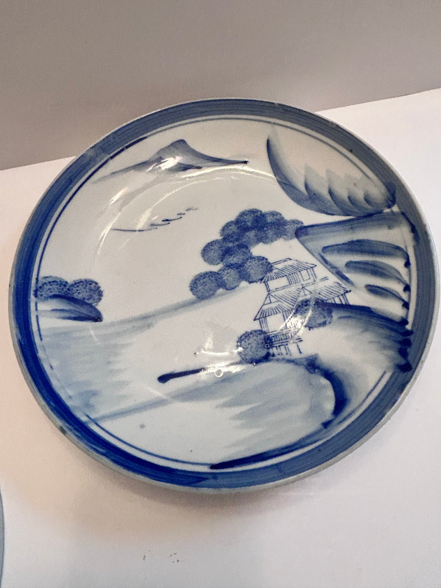 Set of 3 Antique Japanese Arita Plates -Late Edo Period (c. 1860-1880)
– Mountain Landscape – 9"