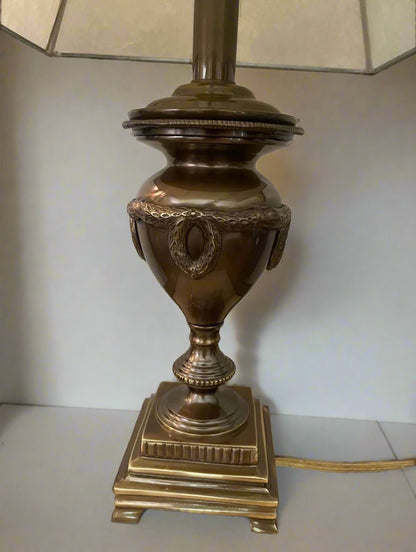 *Fix*Vintage Kaeder Unique (20”) Bronze/Brass Lamp Leather shade.