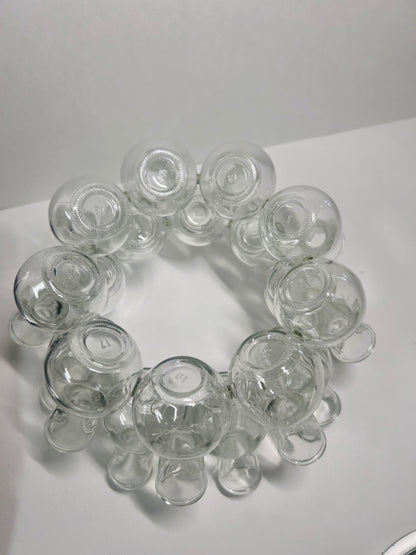 Vintage 2-Piece Tiered Clustered Glass Flower Frog & Propagation Station (25 Bud Vases / Vessels)