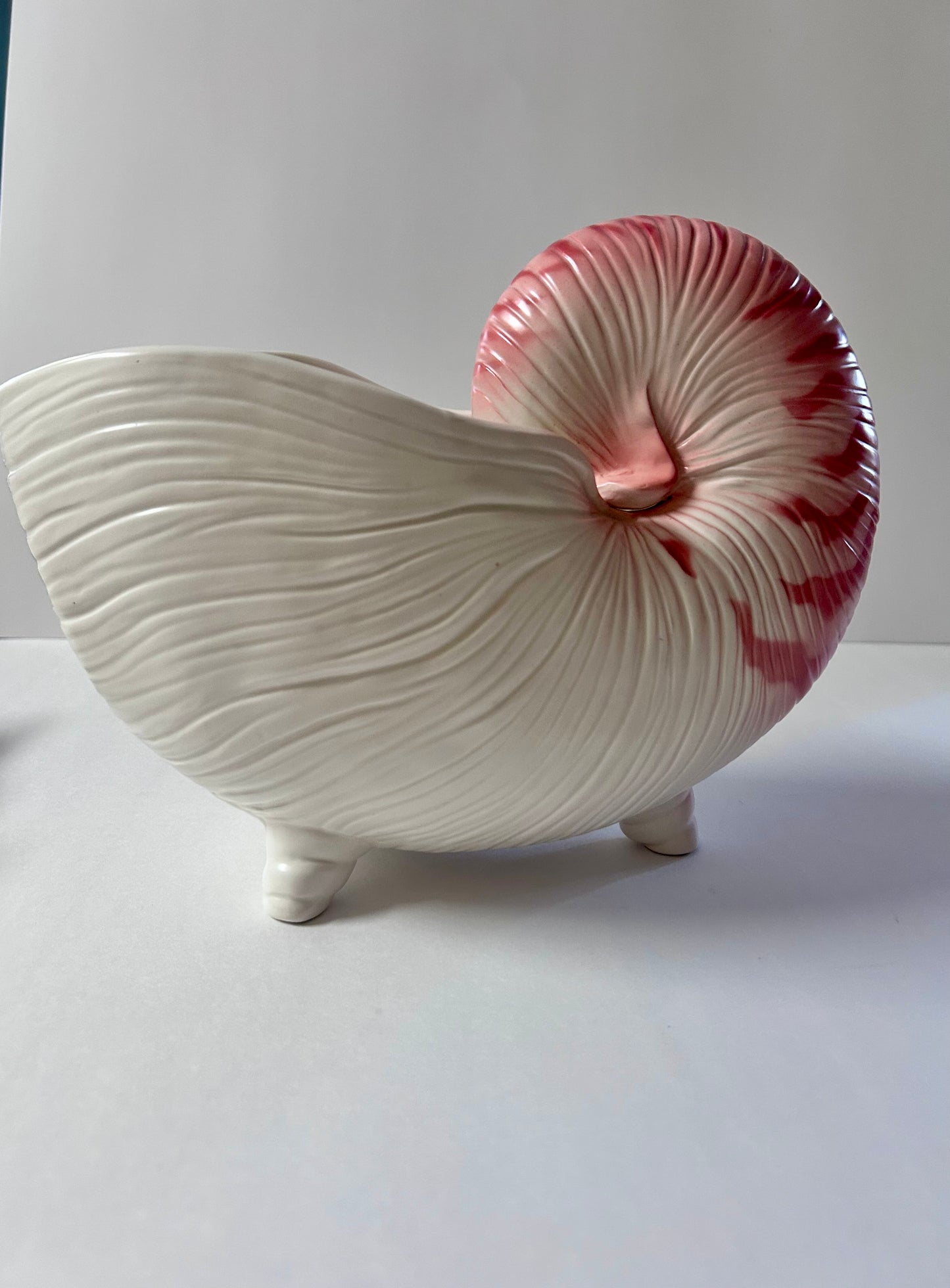 Vintage Fitz and Floyd Hollywood Regency Nautilus Shell Planter - Large- Pink