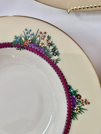 Lenox "Southern Gardens" P-310-R 26-Piece Dinnerware Set-Service for 5/6 Floral Gold Trim
