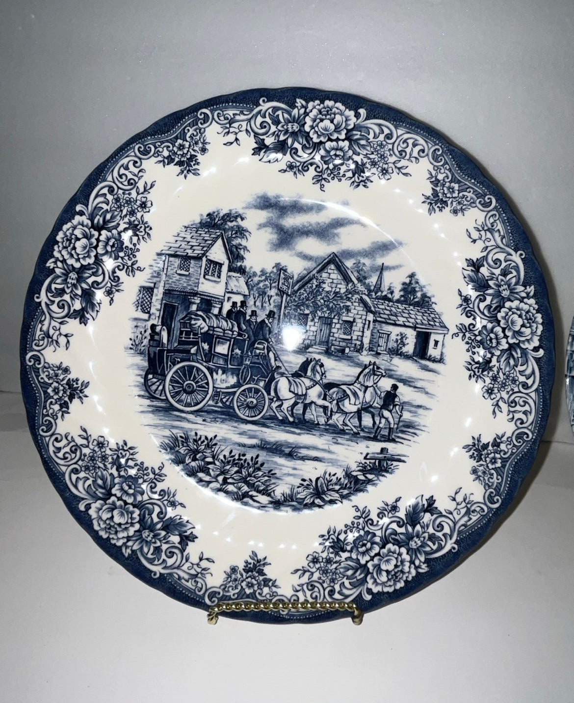 Royal Warwick Lochs of Scotland Blue Teapot and Royal Stafford & Crown Plates